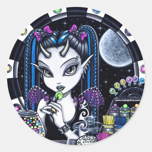 Adesivo Redondo Doces de cozinha e de mesa, de cor açucarada (Frente)