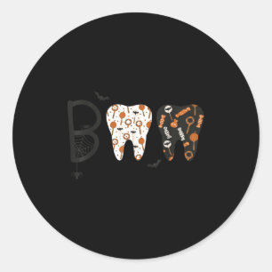 Adesivo Redondo Doces de Halloween Boo Engraçado Dentista Dentes H