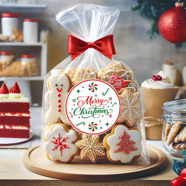 Adesivo Redondo Doces de hortelã-pimenta de Natal (Criador carregado)