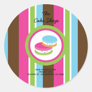 Adesivo Redondo Doces Macarons Coloridos Padaria Favor Diversão Li