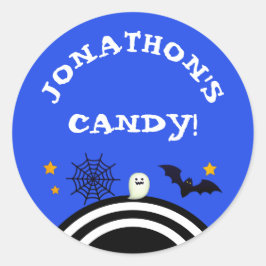 Adesivo Redondo Doces Personalizados de Halloween para Crianças 