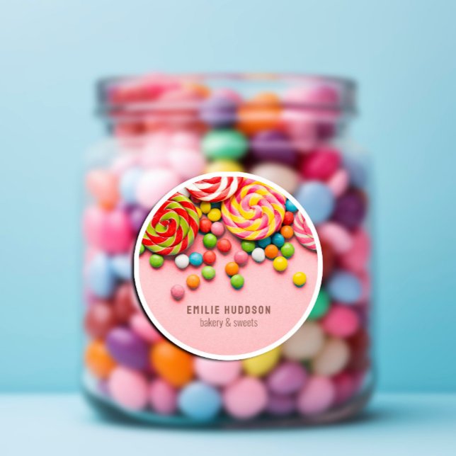 Adesivo Redondo Docinho, Compro de bolos, Compro de pastelaria (Candy Sweet, Cake Shop, Pastry Shop Classic Round Sticker #candysweet #bubblegum #birthdaypartykids)