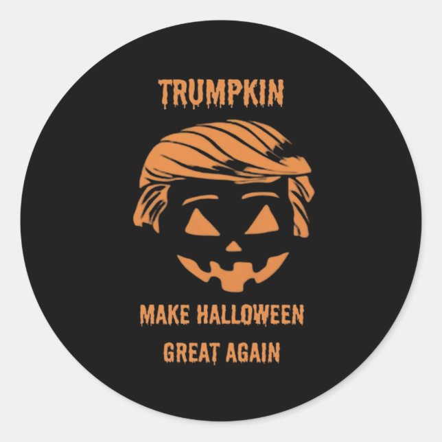 Adesivo Redondo Docinho, Trumpkin, Halloween Merch Classic (Frente)
