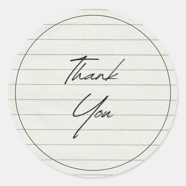 Adesivo Redondo Documento Manuscrito Obrigado Links (Frente)