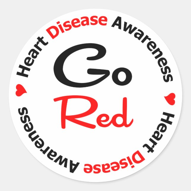 Adesivo Redondo Doença cardíaca VERMELHA (Frente)