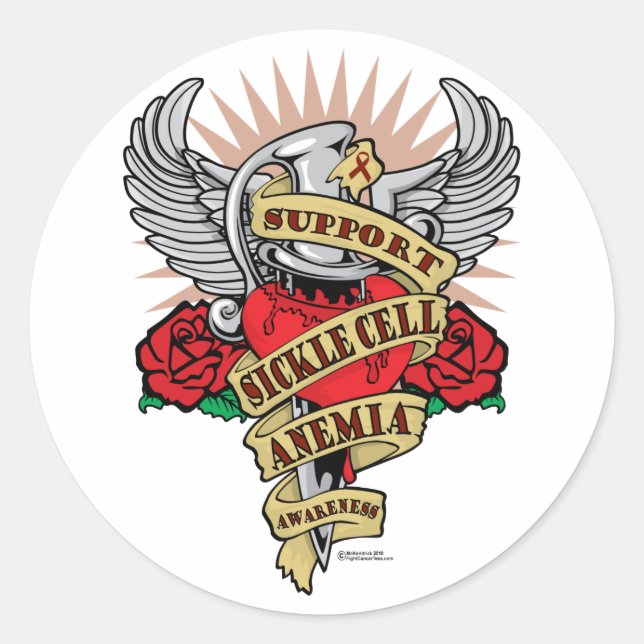 Adesivo Redondo Doença da Anemia das Células Falsiformes (Frente)