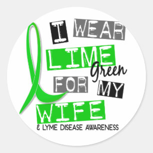 Adesivo Redondo Doença de Lyme eu visto o verde limão para minha