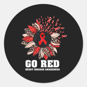 Adesivo Redondo Doença do Coração Vermelho Sensibilização Mês Fita