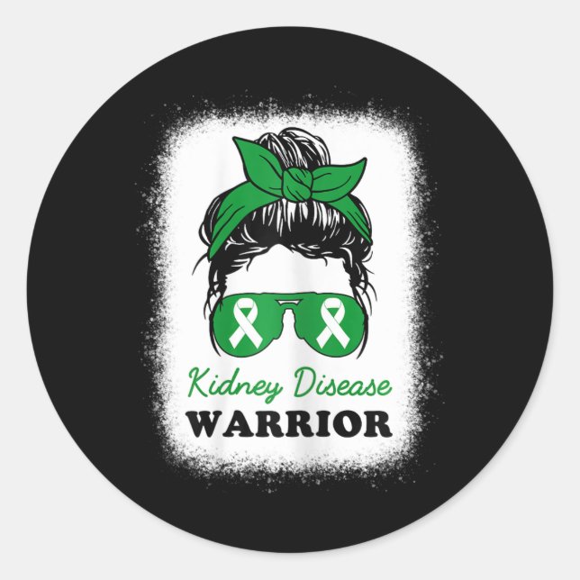 Adesivo Redondo Doença Guerreira da Doença Renal Sensibilização Me (Frente)