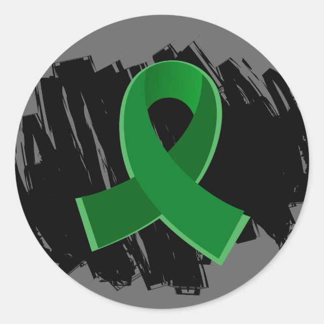 Adesivo Redondo Doença Hepática Esmeralda Fita Verde Com Escrivaçã (Frente)