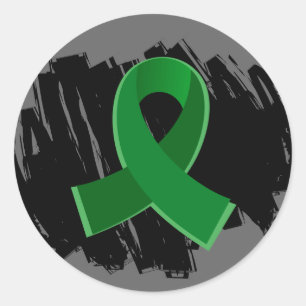 Adesivo Redondo Doença Hepática Esmeralda Fita Verde Com Escrivaçã