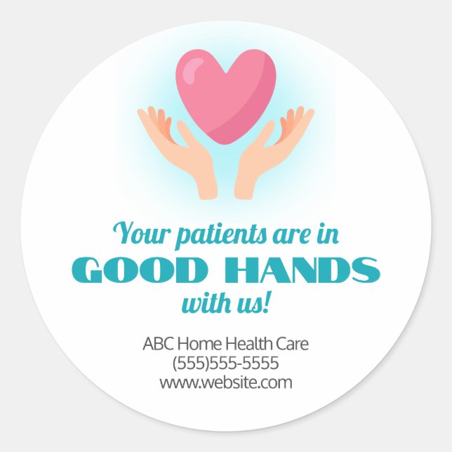 Adesivo Redondo Doentes em boas mãos Marketing médico (Frente)