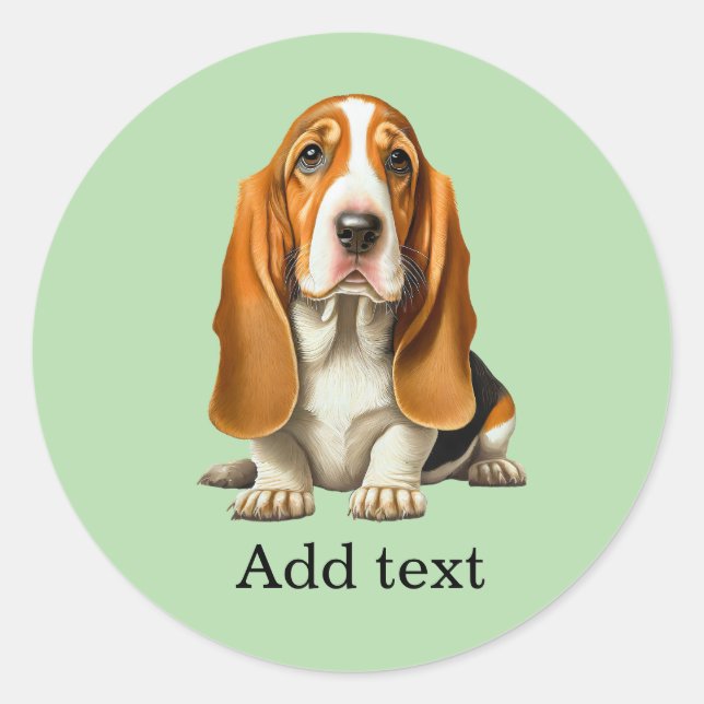 Adesivo Redondo Dog, Basset Hound Portrait Template (Frente)