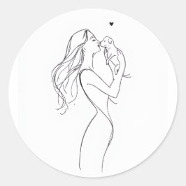 Adesivo Redondo Dog Mom Sticker Minimalist Pet Lover Vinyl Decal