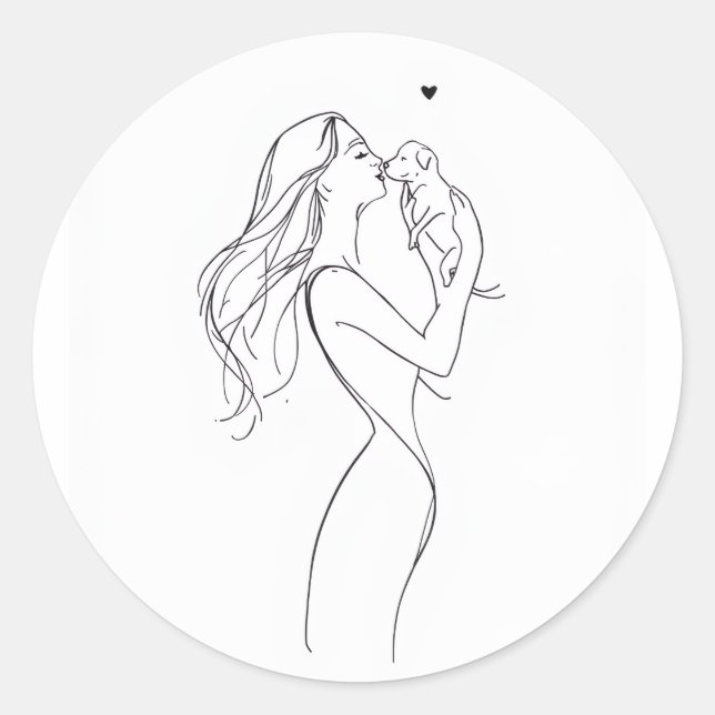 Adesivo Redondo Dog Mom Sticker Minimalist Pet Lover Vinyl Decal (Frente)