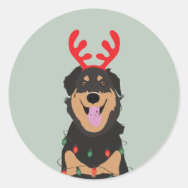 Adesivo Redondo Dog Reindeer Happy Pawlidays
