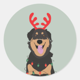 Adesivo Redondo Dog Reindeer Happy Pawlidays