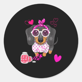 Adesivo Redondo Dog Valentine Gift Cute Dachshund Valentines Day F