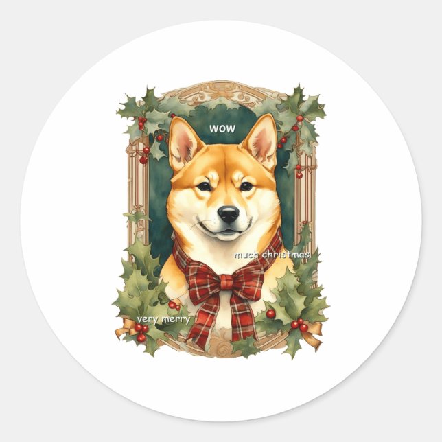 Adesivo Redondo Doge Christmas Swea Shiba Inu Mens Long  (Frente)