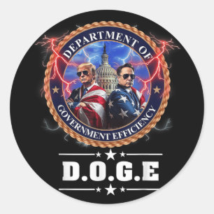 Adesivo Redondo Doge Department of Governo Efficiency Trump 47t