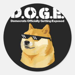 Adesivo Redondo Doge Meme Democrats Oficialmente Expostos D.o
