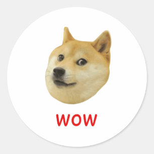 Adesivo Redondo Doge muito wow muito cão tal Shiba Shibe Inu