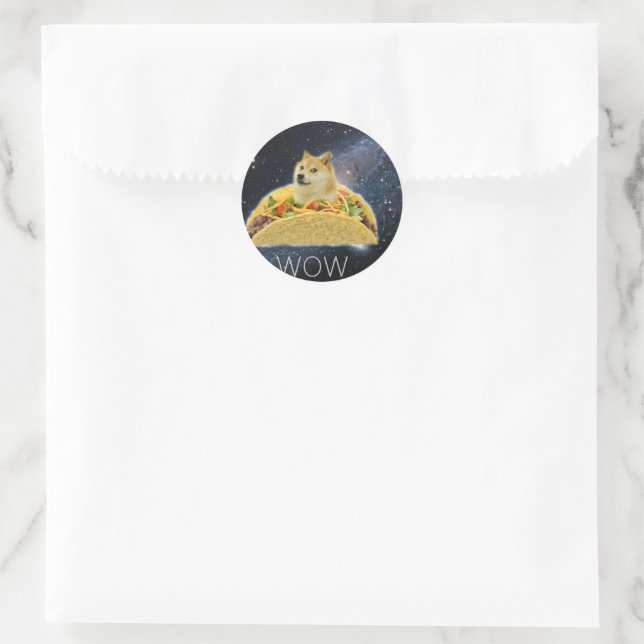 Adesivo Redondo doge space taco meme classic round sticker (Bolsa)