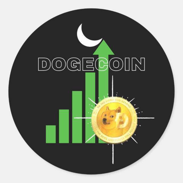 Adesivo Redondo Dogecoin to Moon Crypto (Frente)