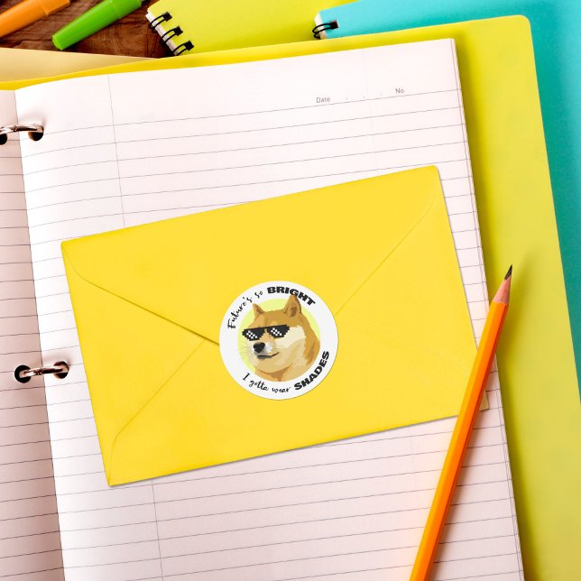 Adesivo Redondo Dogecoon Futuro Óculos de sol Mercado de ações Cry (Criador carregado)