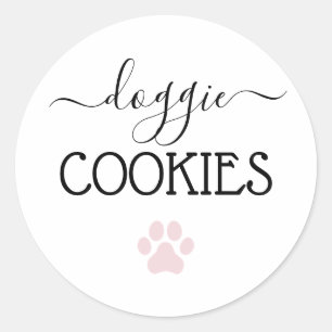 Adesivo Redondo Doggie Cookies Testa Favor da Caligrafia