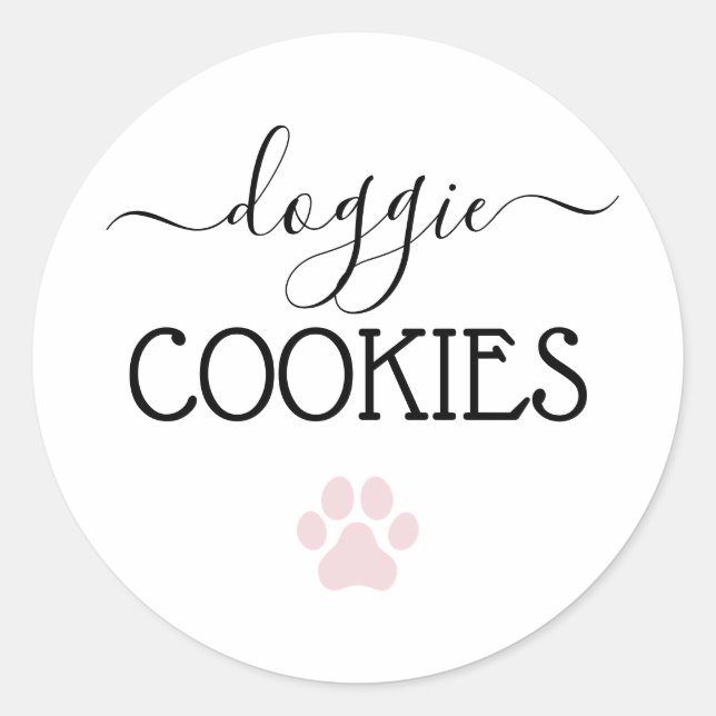 Adesivo Redondo Doggie Cookies Testa Favor da Caligrafia (Frente)