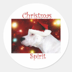Adesivo Redondo Dogo Argentino Christmas Spirit - Sticker