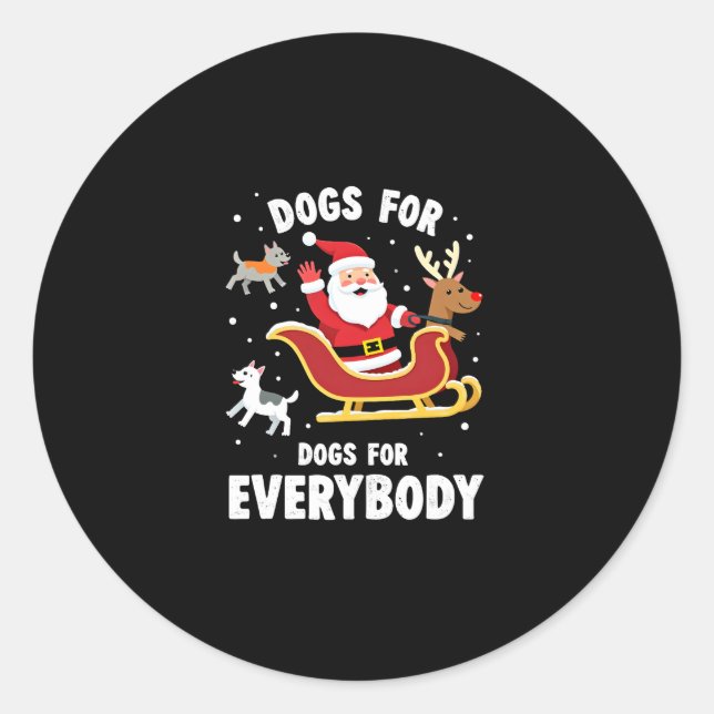 Adesivo Redondo Dogs For Everybody Santa Funny Christmas Xmas (1) (Frente)