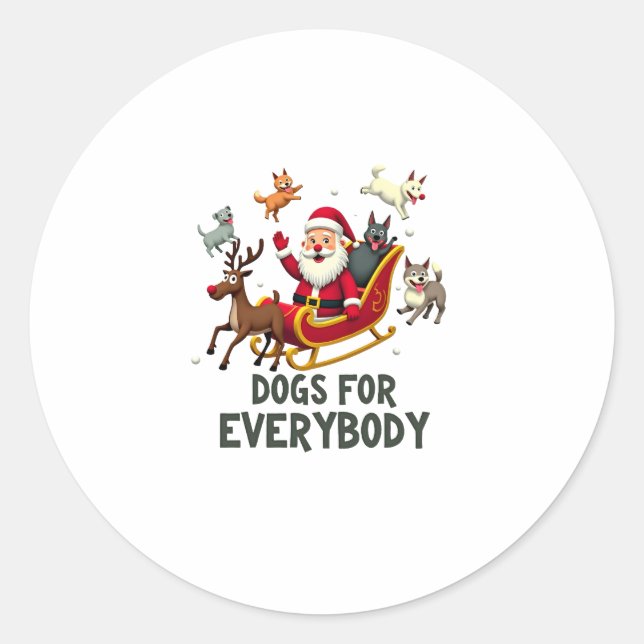 Adesivo Redondo Dogs For Everybody Santa Funny Christmas Xmas (3) (Frente)