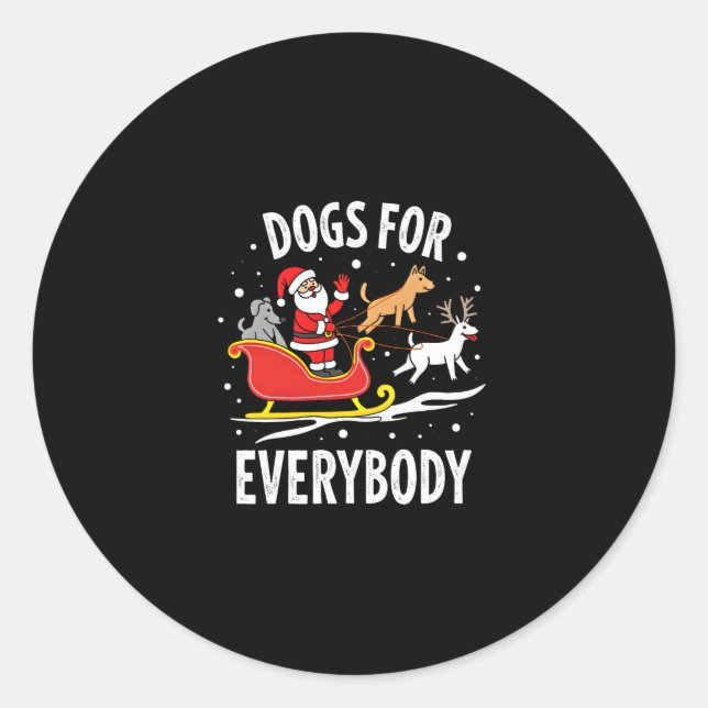 Adesivo Redondo Dogs For Everybody Santa Funny Christmas Xmas (3) (Frente)