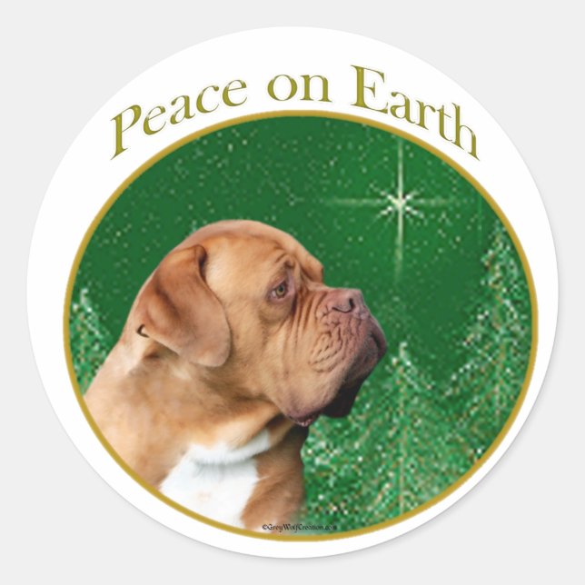 Adesivo Redondo Dogue de Bordeaux Peace (Frente)