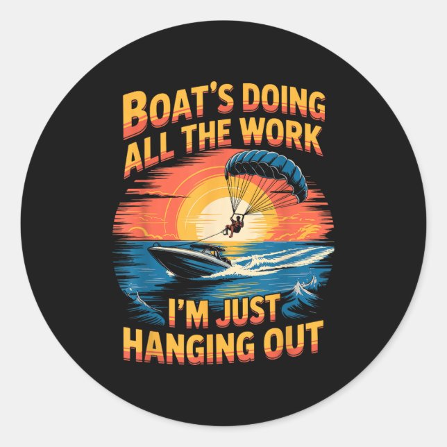 Adesivo Redondo Doing All The Work Parasailer Paragliding Parasail (Frente)