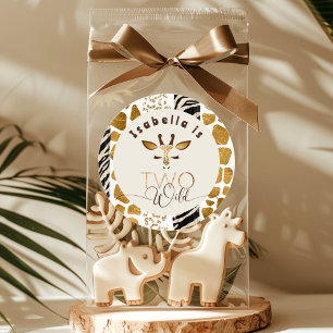 Adesivo Redondo Dois animais selvagens da Safari estampa de girafa