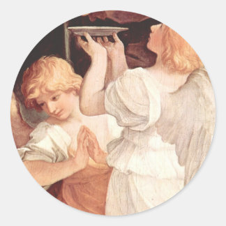 Adesivo Redondo Dois Anjos, Guido Reni, Barroco Cristão de Arte Bô