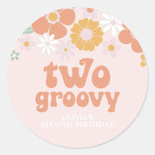 Adesivo Redondo Dois anos de Groovy Retro Floral