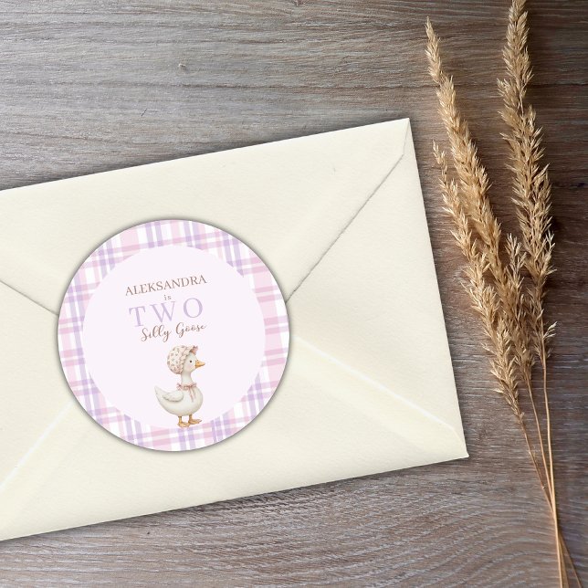 Adesivo Redondo Dois Bobos de segundo aniversário de Garota Ganha  (Criador carregado)