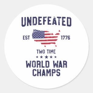 Adesivo Redondo Dois campeões da guerra mundial invencível T Shirt