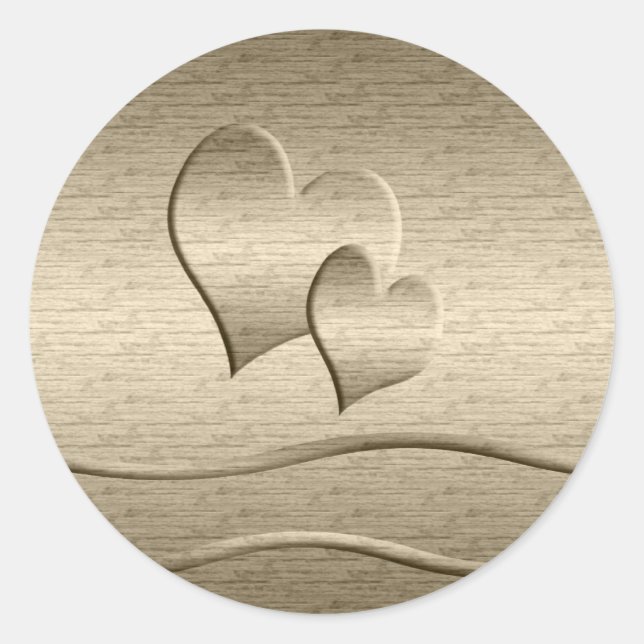 Adesivo Redondo Dois Corações de Ouro (Frente)