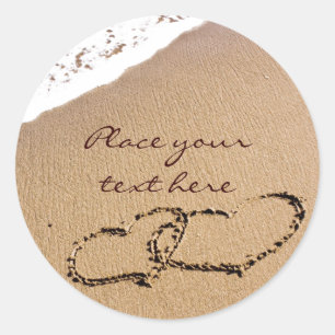 Adesivo Redondo Dois Corações Na Areia