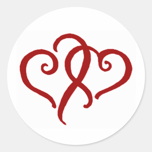 Adesivo Redondo Dois Corações Vermelhos Simples (Frente)