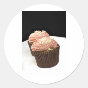 Adesivo Redondo dois cupcakes cor-de-rosa
