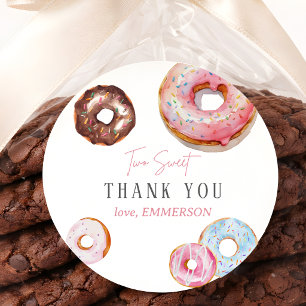 Adesivo Redondo Dois Doces Agradecimentos de 2º Aniversário Donut