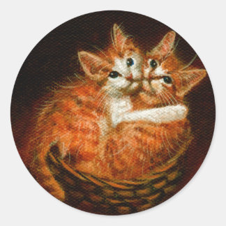 Adesivo Redondo Dois gatinhos no bastão