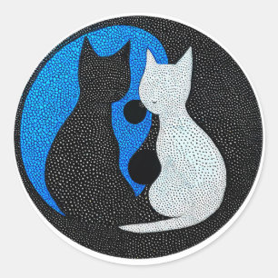 Adesivo Redondo Dois gatos estilizados
