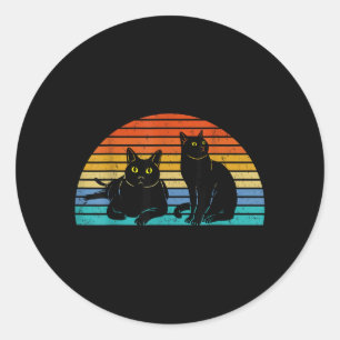 Adesivo Redondo Dois Gatos Pretos Fundo Colorido Amantes de Gatos